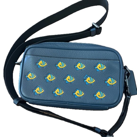 NWOT Coach Fish Print Leather Crossbody Bag - Picture 1 of 8